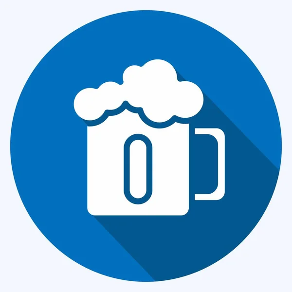 Icono Taza Cerveza Adecuado Para Símbolo Bebida Estilo Sombra Larga — Vector de stock