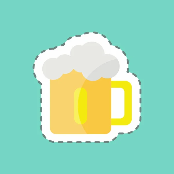 Sticker Line Cut Mug Beer Suitable Drink Symbol Simple Design — Vector de stock