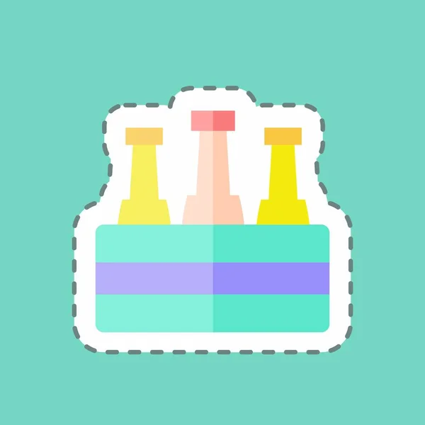 Sticker Line Cut Beer Suitable Drink Symbol Simple Design Editable — Vettoriale Stock