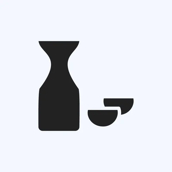 Icoonrijstwijn Sake Geschikt Voor Drink Symbool Glyph Stijl Eenvoudig Ontwerp — Stockvector