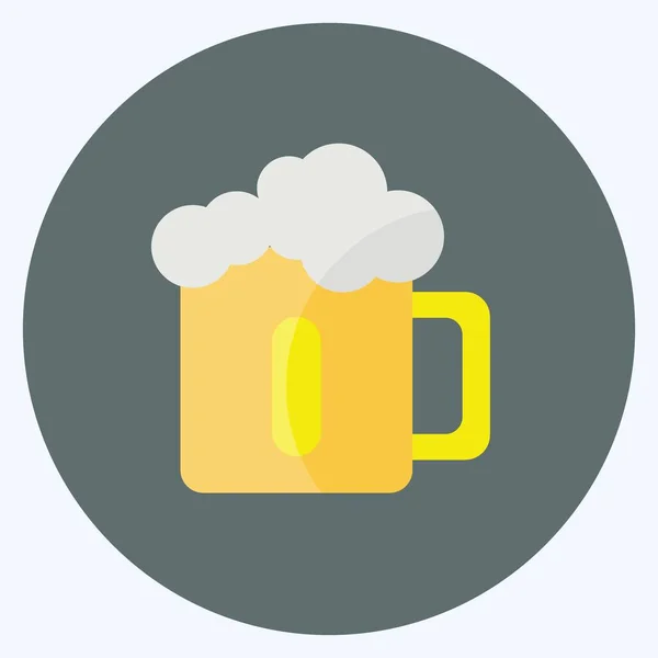 啤酒的冰杯 适合饮用的标志 平坦的风格 简单的设计可以编辑 设计模板向量 简单的符号说明 — 图库矢量图片