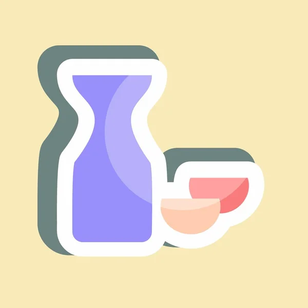 Sticker Rice Wine Sake Suitable Drink Symbol Simple Design Editable — Stockvektor