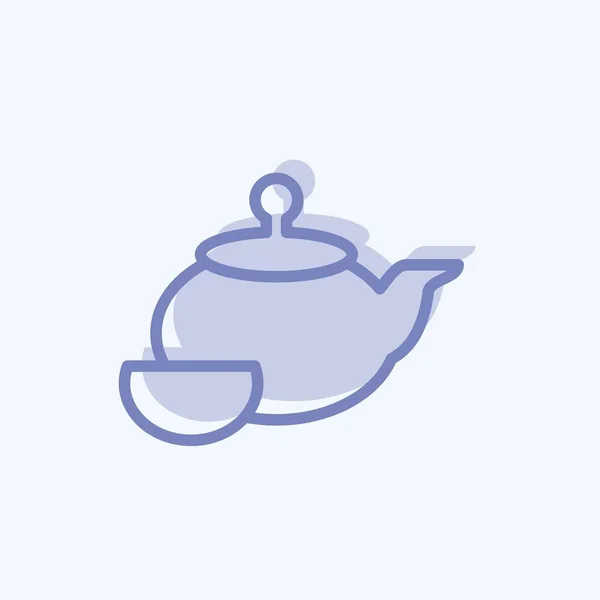 Icon Tea Ceremony Suitable Drink Symbol Two Tone Style Simple — Image vectorielle