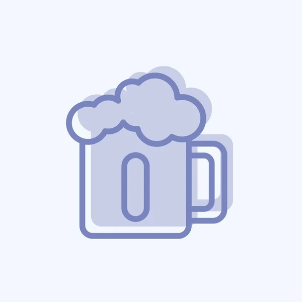 啤酒的冰杯 适合饮用的标志 双音风格 简单的设计可以编辑 设计模板向量 简单的符号说明 — 图库矢量图片
