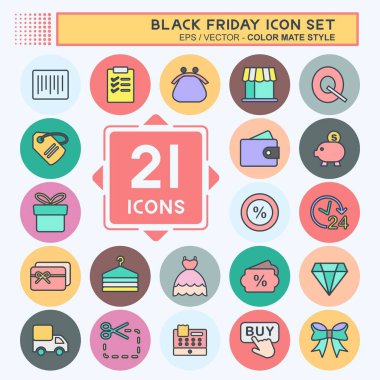 Simge Kara Cuma 'yı ayarladı. İş sembolü için uygun. renk arkadaşı stili. Basit dizayn edilebilir. tasarım şablonu. Basit gösterim