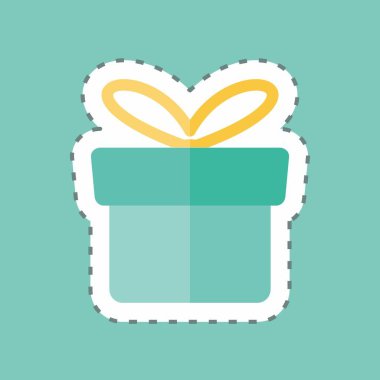 Çıkartma çizgisi Hediye 'yi kesti. İş sembolü için uygun. Basit dizayn edilebilir. tasarım şablonu. Basit gösterim