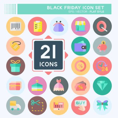 Simge Kara Cuma 'yı ayarladı. İş sembolü için uygun. Düz stil. Basit dizayn edilebilir. tasarım şablonu. Basit gösterim