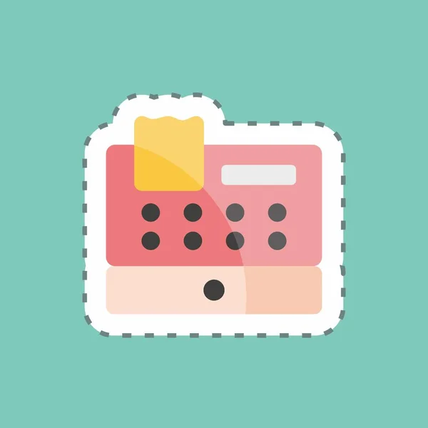 Sticker Line Cut Cash Register Suitable Business Symbol Simple Design — Vector de stock