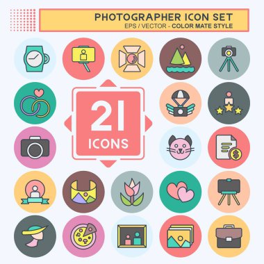 Simge Seti Fotoğrafçısı. Sanat sembolü için uygun. Renk Eşi Tarzı. Basit dizayn edilebilir. tasarım şablonu. Basit resimleme