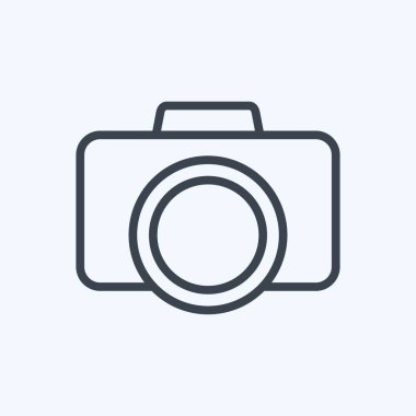 Simge kamerası. Sanat sembolü için uygun. Çizgi stili. Basit dizayn edilebilir. tasarım şablonu. Basit resimleme