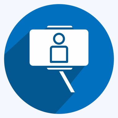 Simge Selfie 'si. Sanat sembolü için uygun. Uzun Gölge Tarzı. Basit dizayn edilebilir. tasarım şablonu. Basit resimleme