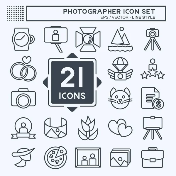 Simge Seti Fotoğrafçısı. Sanat sembolü için uygun. Çizgi stili. Basit dizayn edilebilir. tasarım şablonu. Basit resimleme