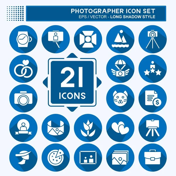 Simge Seti Fotoğrafçısı. Sanat sembolü için uygun. Uzun Gölge Tarzı. Basit dizayn edilebilir. tasarım şablonu. Basit resimleme