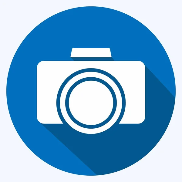 Icon Camera Suitable Art Symbol Long Shadow Style Simple Design — стоковый вектор