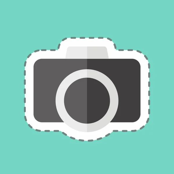 Sticker Line Cut Camera Suitable Art Symbol Simple Design Editable — Stok Vektör