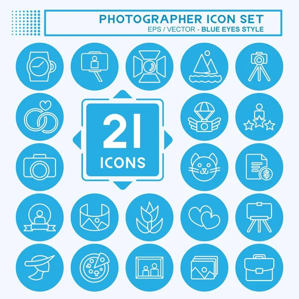 Simge Seti Fotoğrafçısı. Sanat sembolü için uygun. Mavi Gözler Tarzı. Basit dizayn edilebilir. tasarım şablonu. Basit resimleme