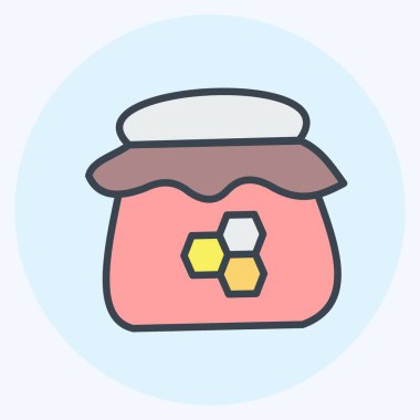 Balın ikon kavanozu. Arı Çiftliği için uygun. Renk Eşi Tarzı. Basit dizayn edilebilir. tasarım şablonu. Basit resimleme