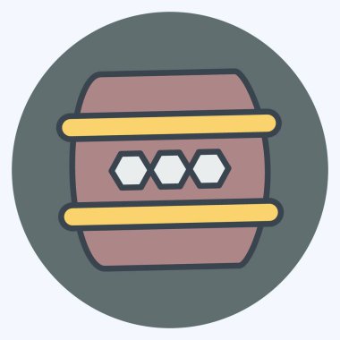 Icon Fıçısı. Arı Çiftliği için uygun. Renk Eşi Tarzı. Basit dizayn edilebilir. tasarım şablonu. Basit resimleme