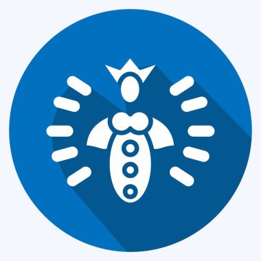 İkon Kraliçe Arı. Arı Çiftliği için uygun. Uzun Gölge Tarzı. Basit dizayn edilebilir. tasarım şablonu. Basit resimleme