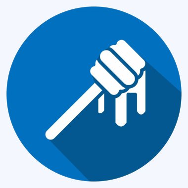 Icon Honey Dipper. Arı Çiftliği için uygun. Uzun Gölge Tarzı. Basit dizayn edilebilir. tasarım şablonu. Basit resimleme