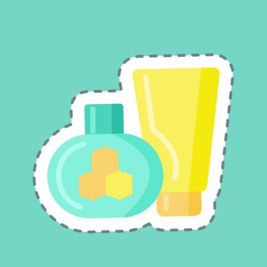 Çıkartma çizgisi Bee Products 'ı kesti. Arı Çiftliği için uygun. Basit dizayn edilebilir. tasarım şablonu. Basit resimleme