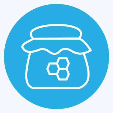 Balın ikon kavanozu. Arı Çiftliği için uygun. Mavi Gözler Tarzı. Basit dizayn edilebilir. tasarım şablonu. Basit resimleme