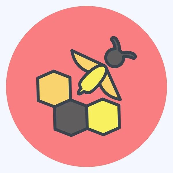 Icon Bee Farm Suitable Bee Farm Color Mate Style Simple — Stockvektor