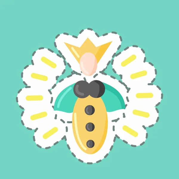 Aufkleberlinie Geschnitten Bienenkönigin Geeignet Für Bienenfarm Einfaches Design Editierbar Designvorlagenvektor — Stockvektor