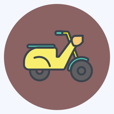 İkon Scooter. Eğitim sembolü için uygun. renk arkadaşı stili. Basit dizayn edilebilir. tasarım şablonu. Basit resimleme