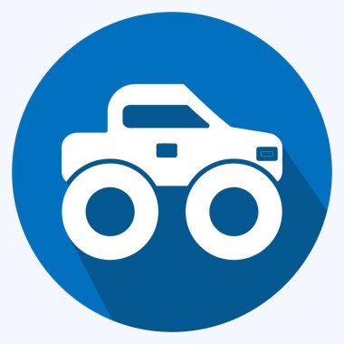 Simge Canavarı Kamyonu. Eğitim sembolü için uygun. Uzun gölge tarzı. Basit dizayn edilebilir. tasarım şablonu. Basit resimleme