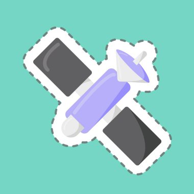 Etiket hattı uyduyu kesti. Eğitim sembolü için uygun. Basit dizayn edilebilir. tasarım şablonu. Basit resimleme