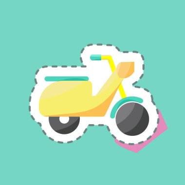 Etiket çizgisi Scooter 'ı kesti. Eğitim sembolü için uygun. Basit dizayn edilebilir. tasarım şablonu. Basit resimleme