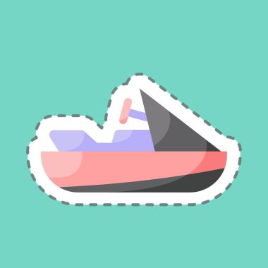 Çıkartma çizgisi Jet Ski 'yi kesti. Eğitim sembolü için uygun. Basit dizayn edilebilir. tasarım şablonu. Basit resimleme