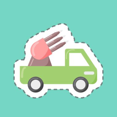 Çıkartma hattı füze kamyonunu kesti. Eğitim sembolü için uygun. Basit dizayn edilebilir. tasarım şablonu. Basit resimleme