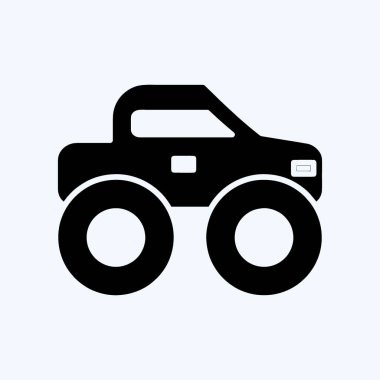 Simge Canavarı Kamyonu. Eğitim sembolü için uygun. Kabartma tarzı. Basit dizayn edilebilir. tasarım şablonu. Basit resimleme