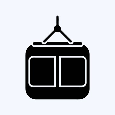 Simgesel Kablo Araba. Eğitim sembolü için uygun. Kabartma tarzı. Basit dizayn edilebilir. tasarım şablonu. Basit resimleme