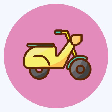 İkon Scooter. Eğitim sembolü için uygun. Düz stil. Basit dizayn edilebilir. tasarım şablonu. Basit resimleme
