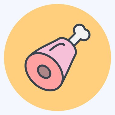 Simge jambonu. Et için uygun. renk arkadaşı stili. Basit dizayn edilebilir. tasarım şablonu. Basit resimleme