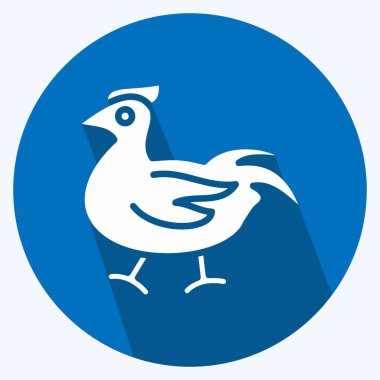 İkon Tavuk. Et için uygun. Uzun gölge tarzı. Basit dizayn edilebilir. tasarım şablonu. Basit resimleme