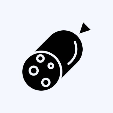 İkon salamı. Et için uygun. Kabartma tarzı. Basit dizayn edilebilir. tasarım şablonu. Basit resimleme