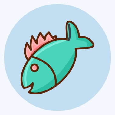 Icon Izgara Balık. Et için uygun. Düz stil. Basit dizayn edilebilir. tasarım şablonu. Basit resimleme