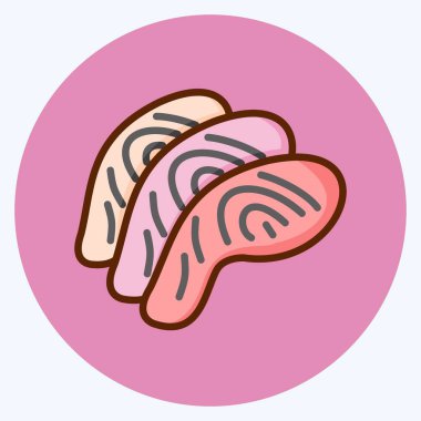 Simge Balık Bifteği. Et için uygun. Düz stil. Basit dizayn edilebilir. tasarım şablonu. Basit resimleme