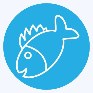 Icon Izgara Balık. Et için uygun. Mavi gözlü. Basit dizayn edilebilir. tasarım şablonu. Basit resimleme