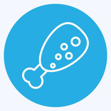 Icon Tavuk Bacağı. Et için uygun. Mavi gözlü. Basit dizayn edilebilir. tasarım şablonu. Basit resimleme