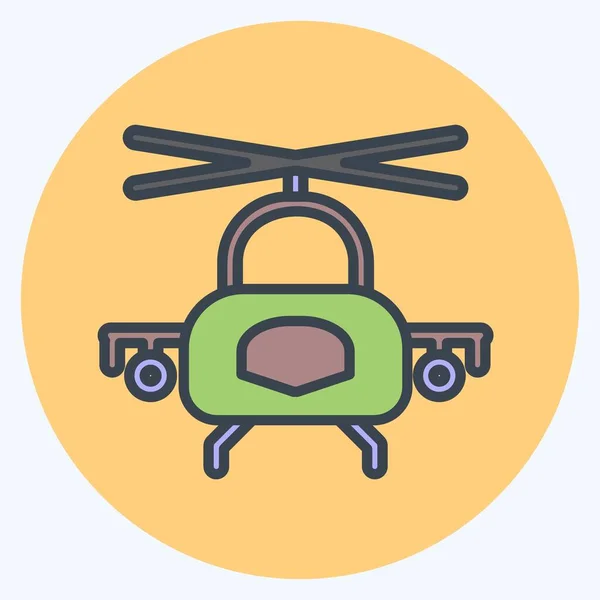 Icono Helicóptero Militar Adecuado Para Símbolo Educación Estilo Mate Color — Vector de stock