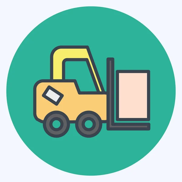 Icon Forklift Suitable Education Symbol Color Mate Style Simple Design — Διανυσματικό Αρχείο