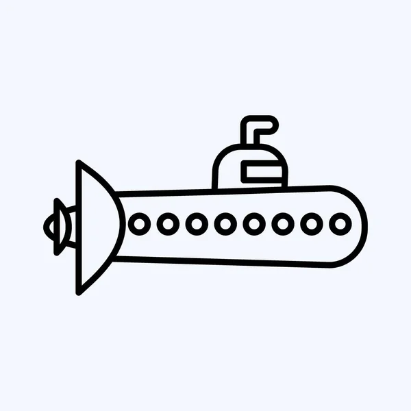 Icon Submarine Suitable Education Symbol Line Style Simple Design Editable — Stock Vector