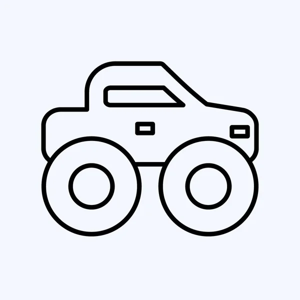 Icon Monster Truck Suitable Education Symbol Line Style Simple Design — Vetor de Stock