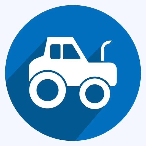 Ikone Traktor Geeignet Für Das Bildungssymbol Lange Schatten Einfaches Design — Stockvektor