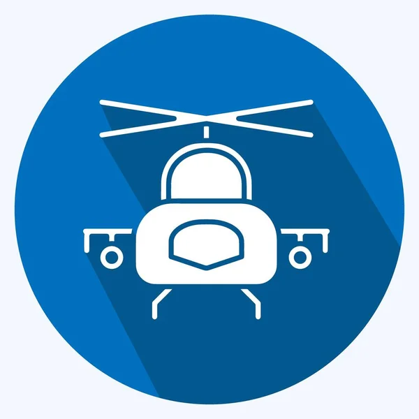 Icon Military Helicopter Suitable Education Symbol Long Shadow Style Simple —  Vetores de Stock